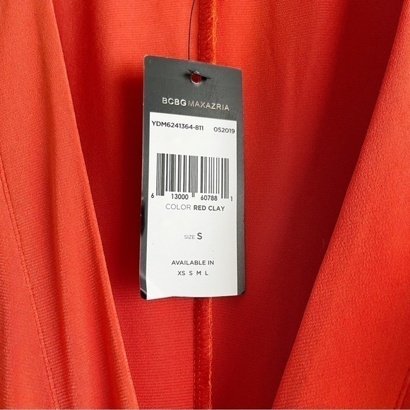 NWT BCBGMAXAZRIA • Faux Wrap Sleeveless Dress in Red Clay‎ Orange, Size Small - Picture 10 of 12